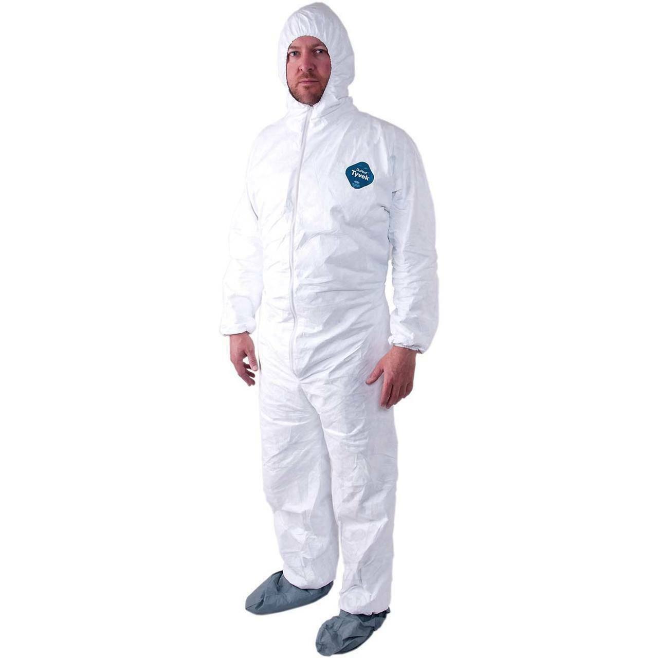 Dupont Ty122s White Tyvek Disposabl Coverall Bunny Suit Hood & Boots Size M-5xl