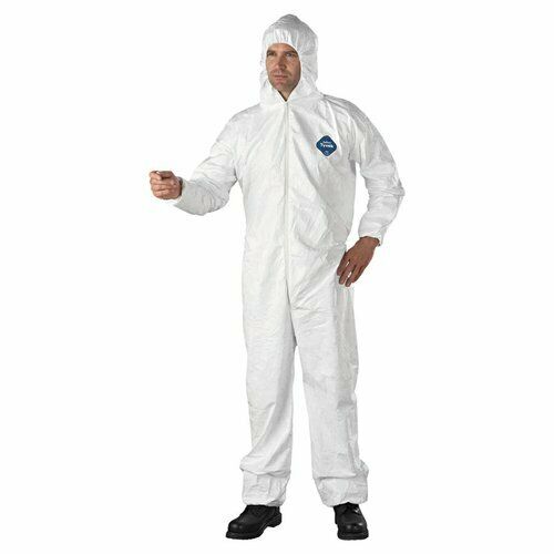 Dupont Ty127s White Tyvek Disposabl Coverall Bunny Suit Hood & Ewa Size M-5xl